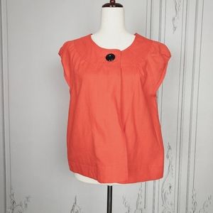 Luii 100% Linen Short Sleeve Jacket Blazer Orange Sz M